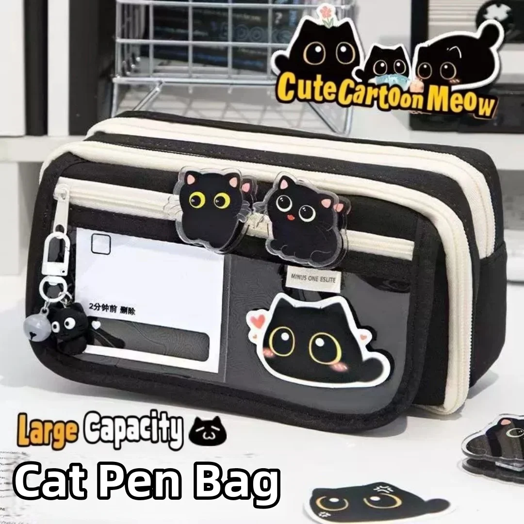 9 LAYERS Cat pencil Case Student High-capacity Pencil Case Boys and Girls Junior High School Student Stationery Bag Pencil Case