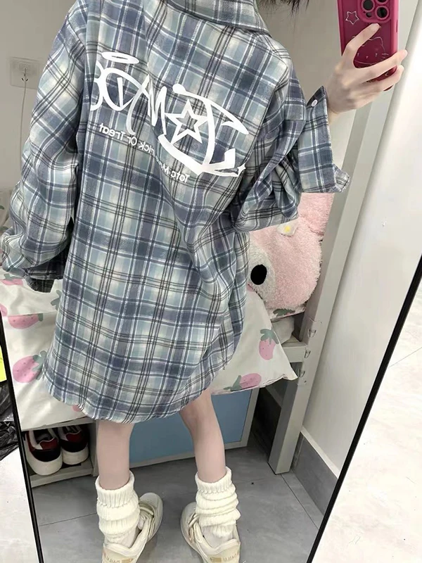 

plus Size 300 Pou American Sle Loose Striped Collar irt Women's Versatile Small Size irt Coat Autumn Casual Loo...