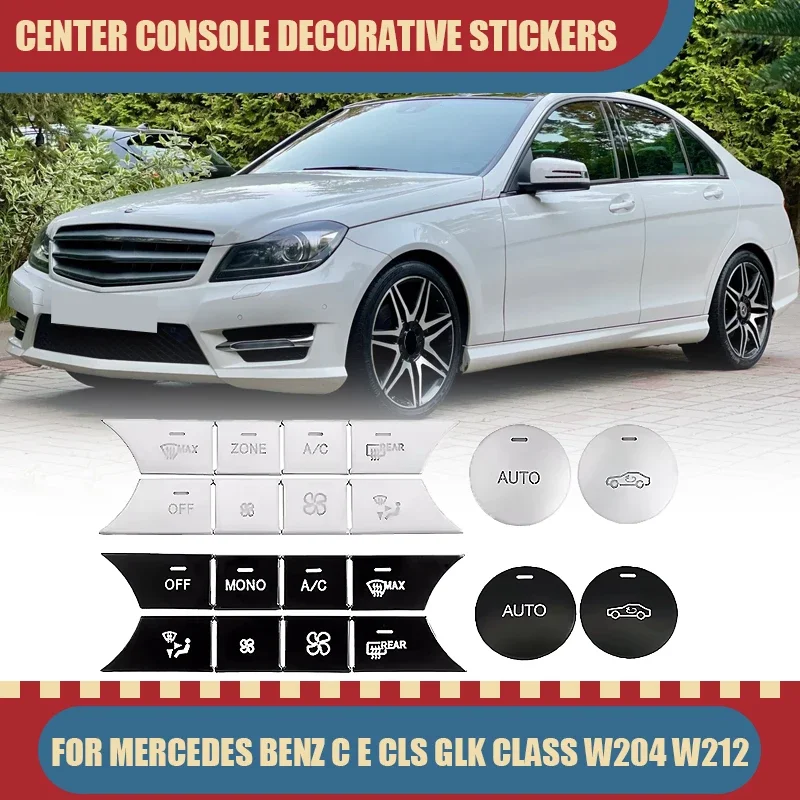 

Car Console AC Air Conditioning AUTO Volume Buttons Sequins Cover Stickers Trim For Mercedes Benz C E CLS GLK Class W204 W212