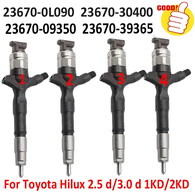 4 PCS 23670-0L090 23670-30400 AUTO Injector 23670-09350 23670-39365 For Toyota Hilux 2.5 d/3.0 d 1KD/2KD