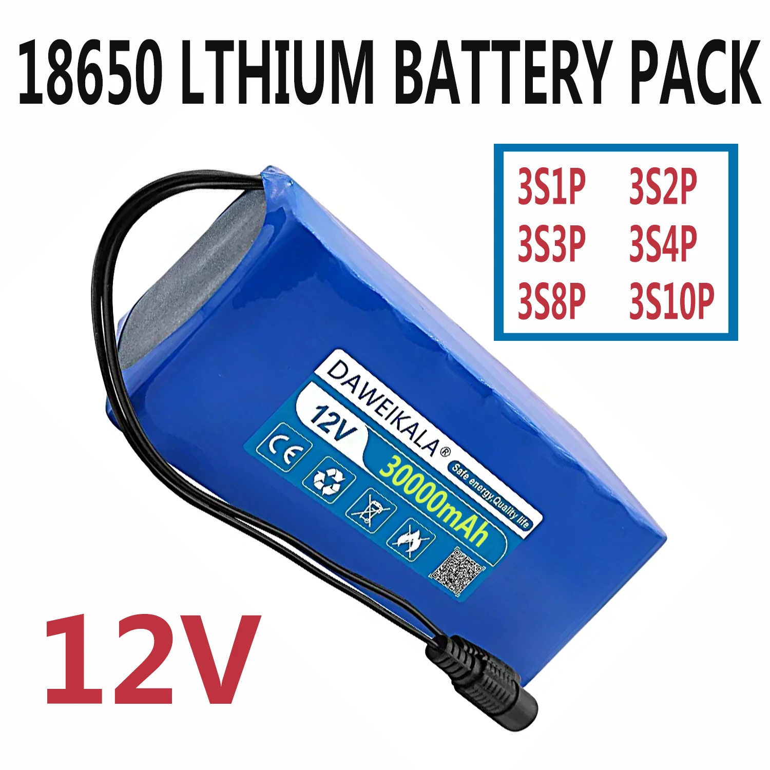 EU-Lagerbestand Schneller Versand 3S8P‑3S10P 12V 24000‑30000mAh 18650 Li-Ionen-Akku mit integriertem BMS für CCTV-Kamera-Monitor-Notstromversorgung mit Ladegerät