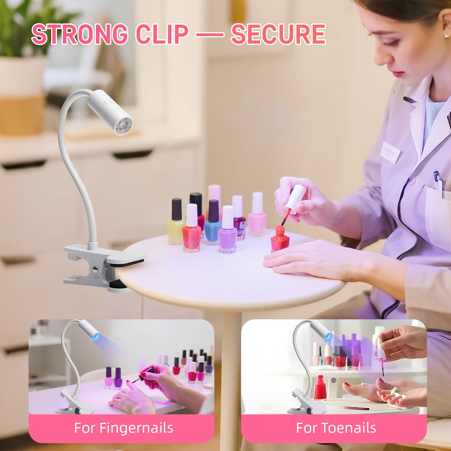 UV LED-licht voor nagellak drooglamp 360 °   Flexibele clip-on bureauclip Mini USB draagbare nageldroger manicure salongereedschap