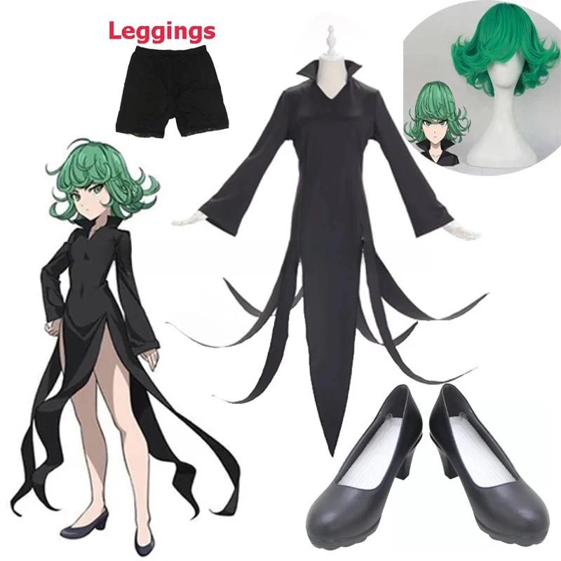 3pcs/set Anime One Punch Man Tatsumaki Cosplay Costume Gothic Dress girls clothes Halloween Costumes for women Sexy Costumes