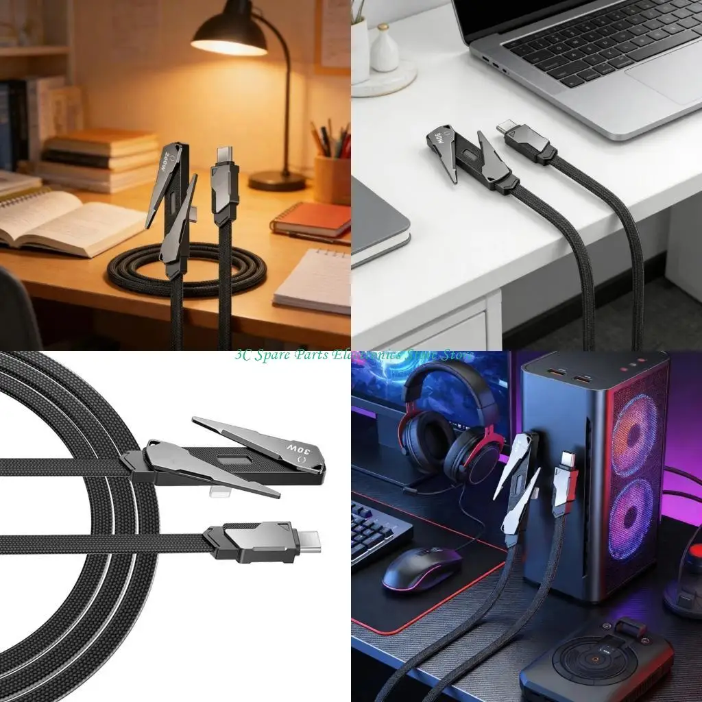 SZ Travel Foldable Phone Stand Data Cord Type C Charging Cable Zinc Alloy And Braided Nylon Weaving Ergonomic Design