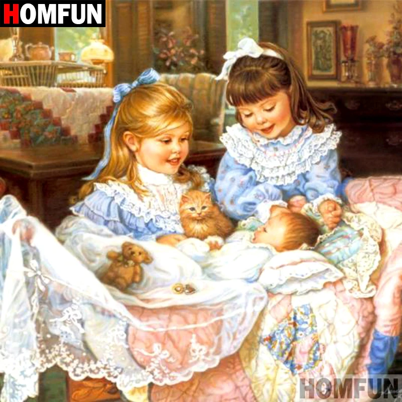 

HOMFUN 5D DIY Diamond Painting Full Square/Round Drill "Princess baby" 3D Embroidery Cross Stitch gift Home Decor A08722