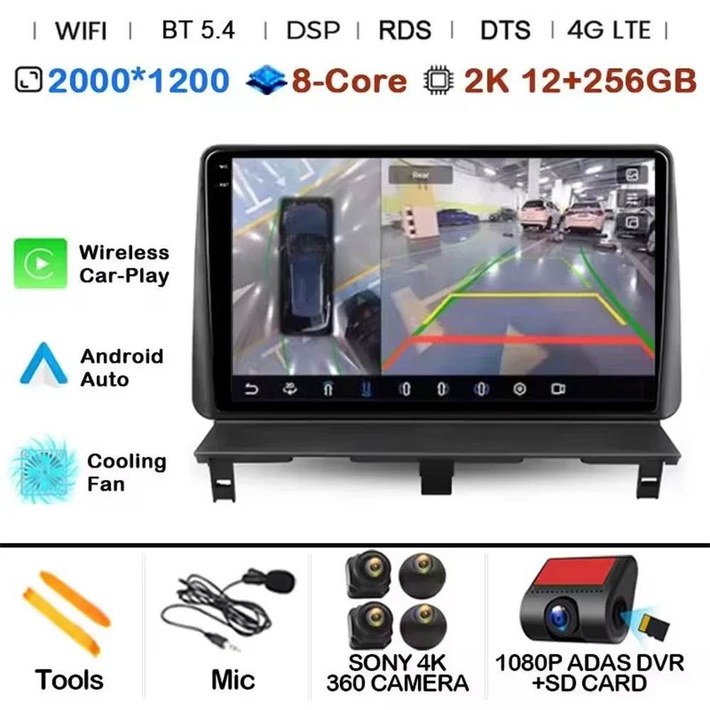 Android 15 autoradio multimediaspeler GPS DSP voor Peugeot Partner 1 2002 - 2008 Partner Origin 1 2008 - 2011 met Carplay