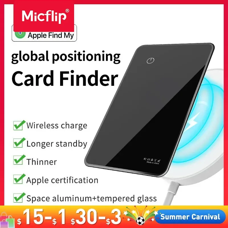 MFI Certified Gps Tracker Card Finder Bluetooth Locator for Wallet, Luggage and More (iOS Only) Works with Apple Find My & Siri