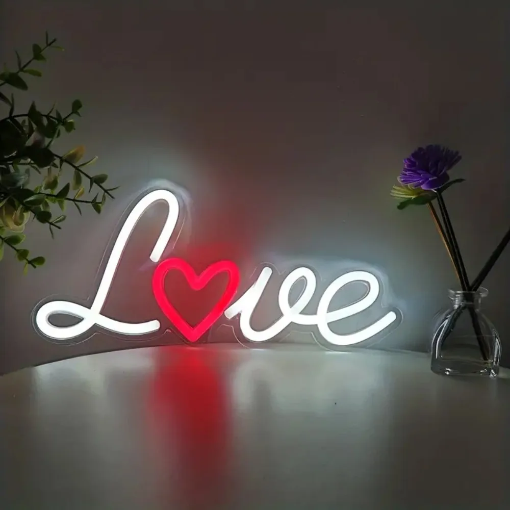 

Креативная светодиодная неоновая вывеска «Любовь» с питанием от USB, настенный декор для свадьбы/дня рождения/вечеринок/дома/клуба/бара/комнат, атмосферное освещение для вечеринок