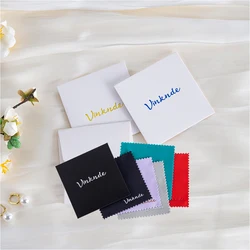 DIY Personalized Polishing Cloths Custom Jewelry Earrings Cleaning Cloth With Logo 8x8cm White Black Paper Individually packaged