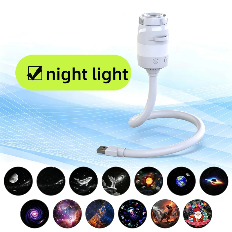 Mini Galaxy Starry Sky Projection Light 2-in-1 Night Light Portable Galaxy Light Home Atmosphere Lighting Bedroom Car Decor Gift