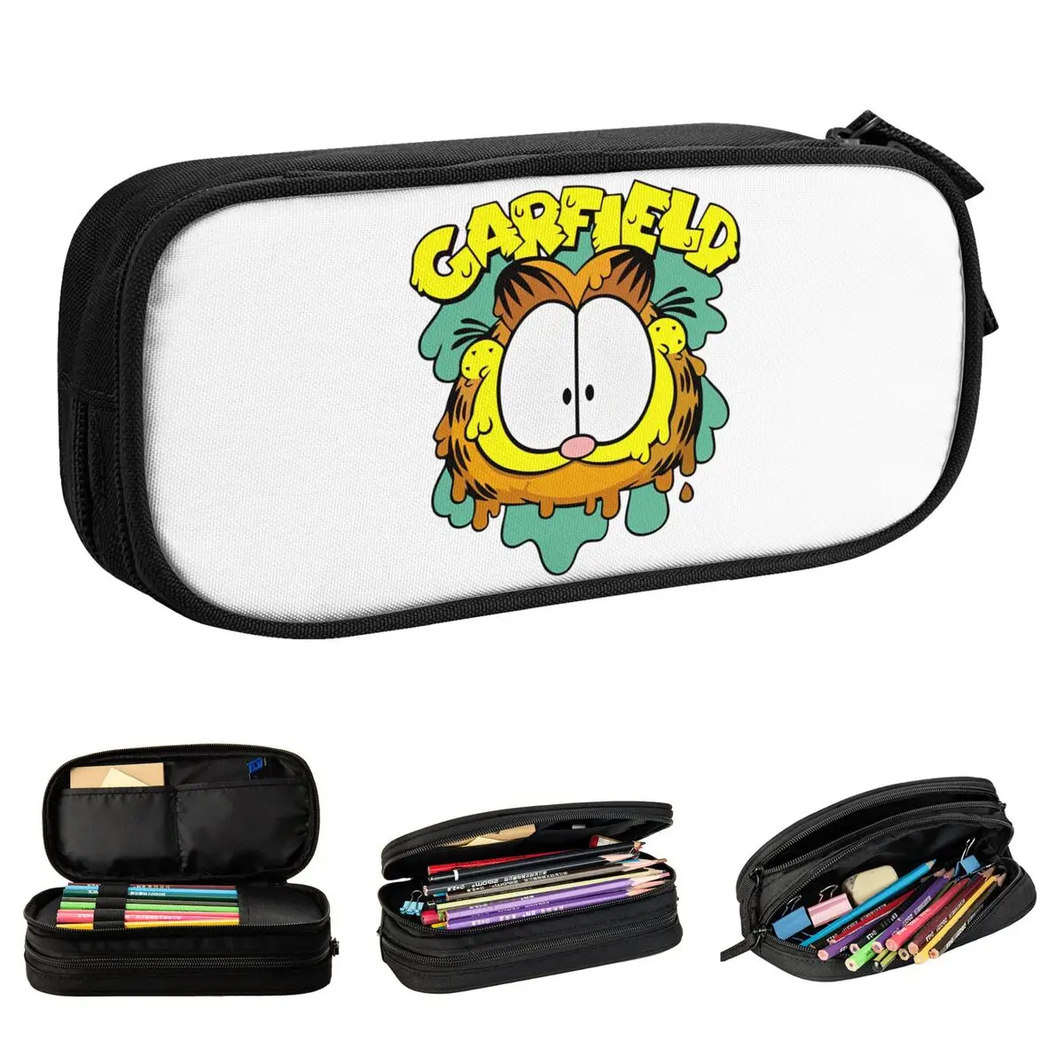 G-Garfielded Federmäppchen mit großem Gesicht, lustig, niedlich, Cartoon-Stiftbox, Taschen, Kinder, großes Fassungsvermögen, Studenten, Schule, Geschenk, Federmäppchen, Zubehör