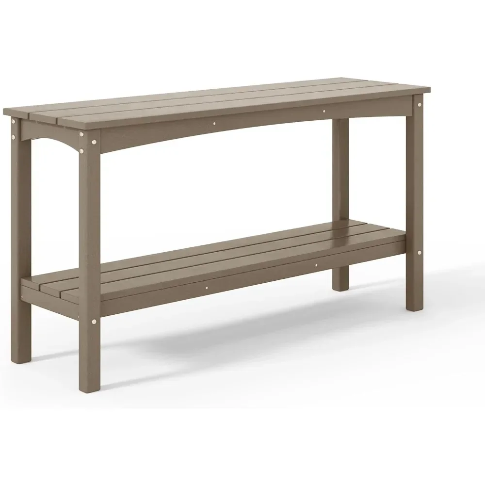 

Outdoor Shelf for Patio, 55" Outdoor HDPE Plant Table, 2-Tier Shelf Entry Console Table, Sideboard Table for Outdoor Bar