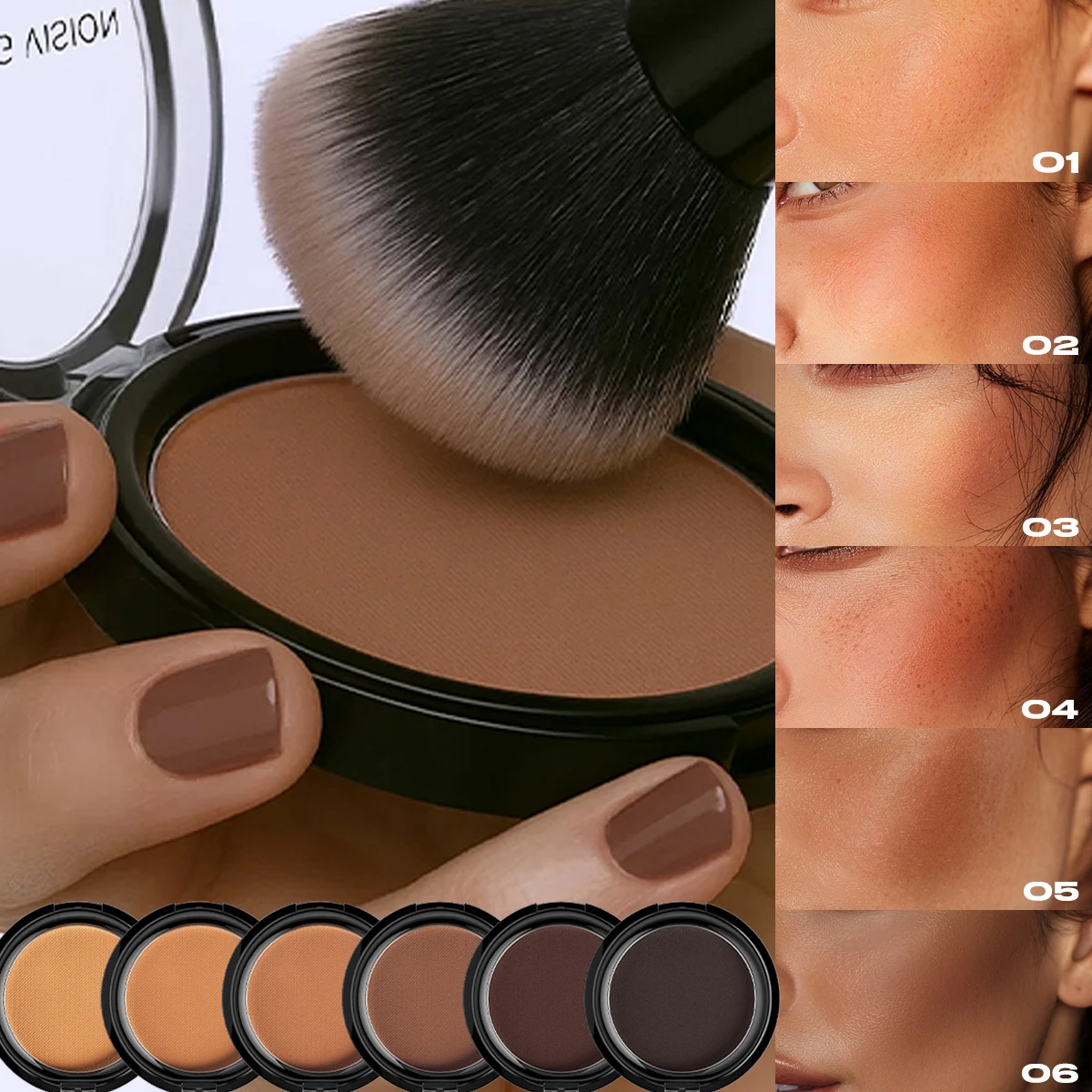Bronceador mate sedoso, polvo de contorno de maquillaje, corrector moldeador de cara 3D de larga duración, paleta de sombra de nariz de contorno profundo