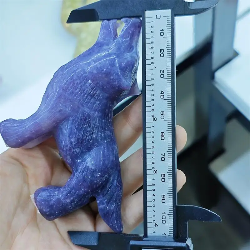 Natural Purple Mica Wolf Carving Energy Gem Reiki Healing Fengshui Home Office Decoration Gift 1pcs