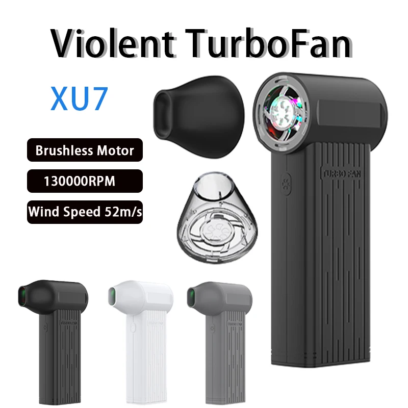 

Mini Turbo Jet Fan 130000RPM 52m/s Type-C Rechargeable Brushless Motor Hair Dryer Powerful Air Blower With High Speed Duct Fan