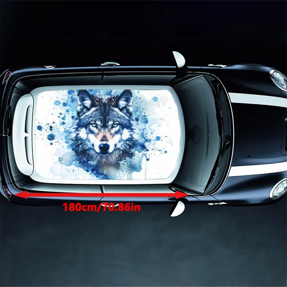 Wolf's expression pattern in ink and wash; car roof graphic decals, creating a unique ride.
