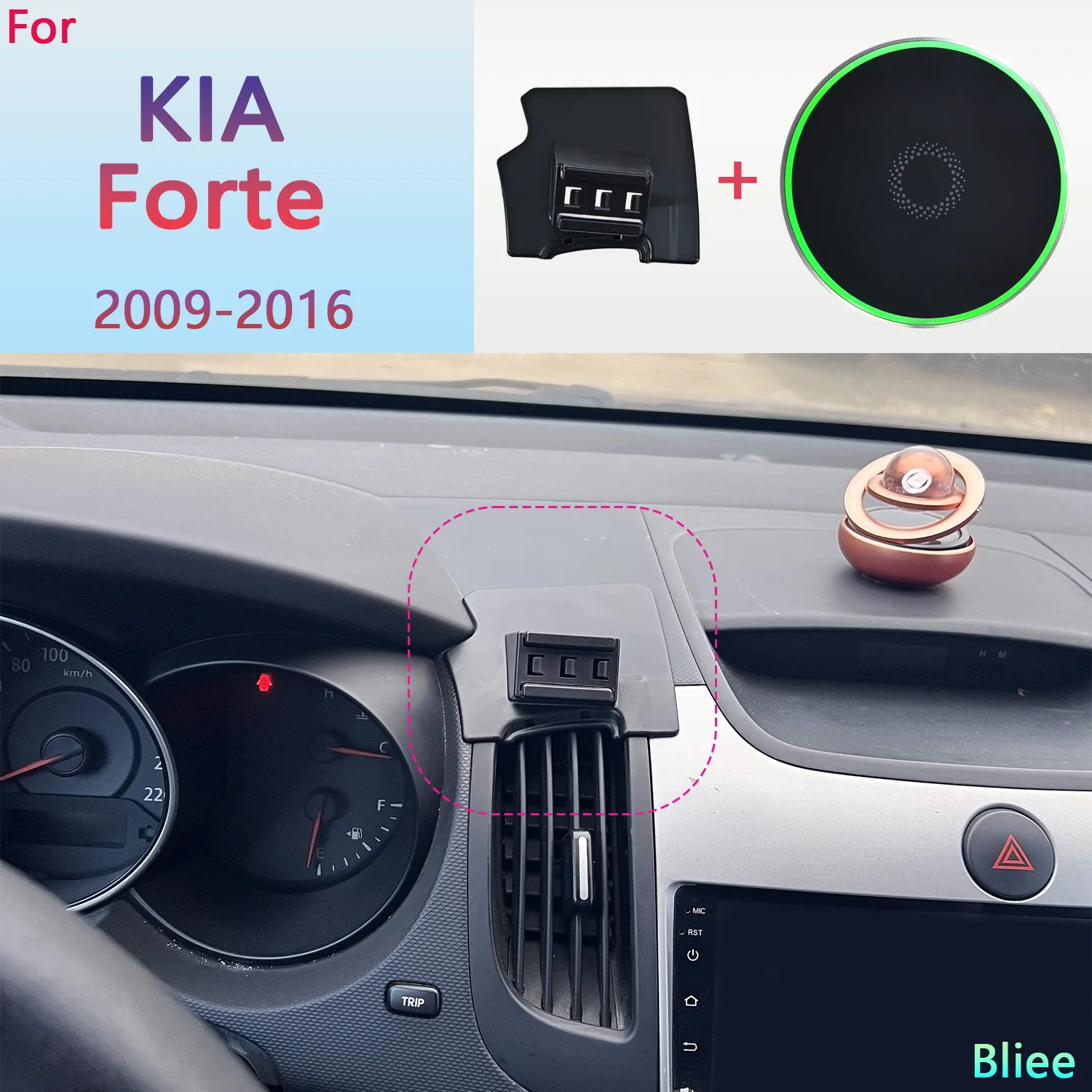 Dla KIA Forte 2009 2010 2011 2012 2013 2014 2015 2016 Magnetyczny uchwyt samochodowy na telefon 15 W Bezprzewodowe ładowanie Stojak na telefon MagSafe Base