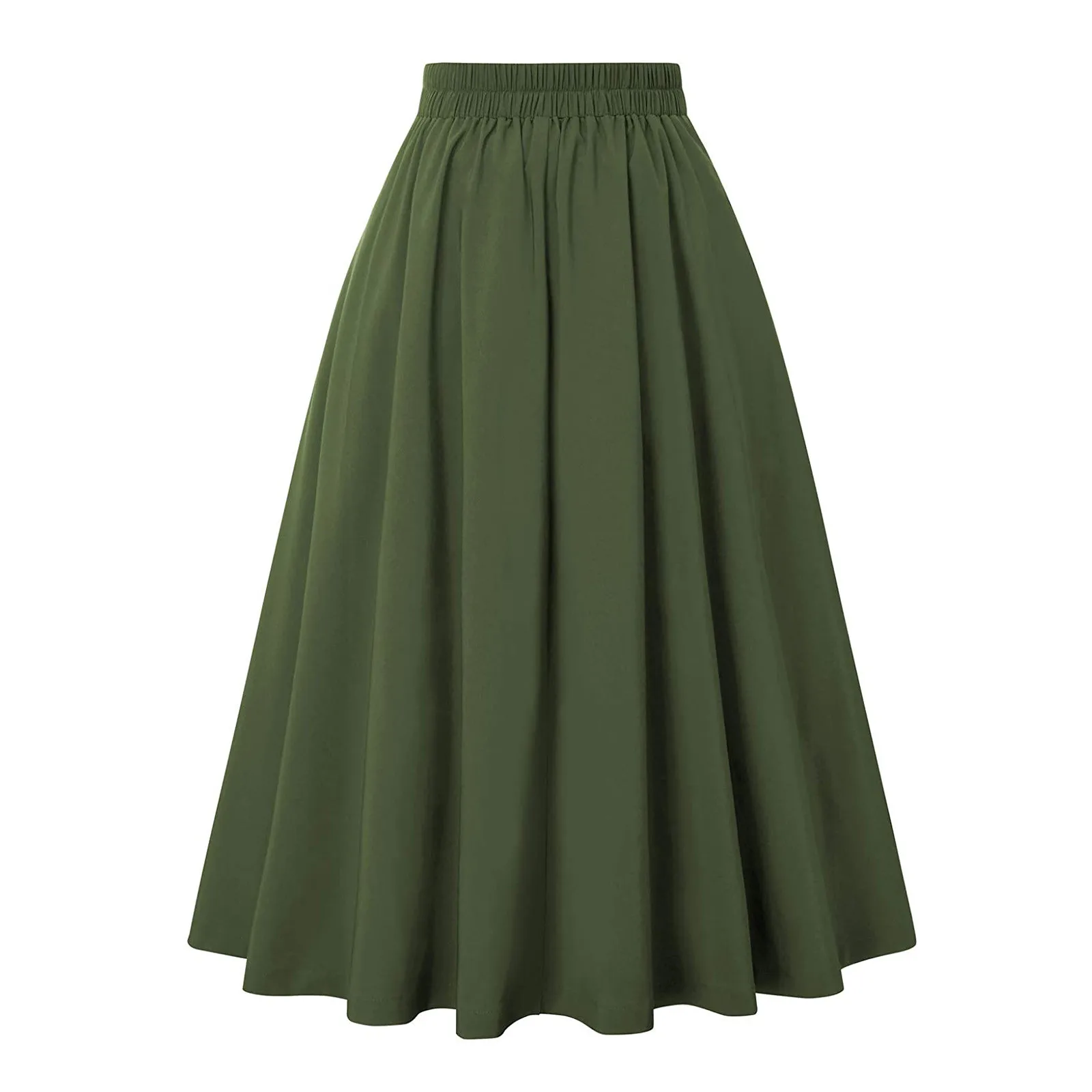 High Waist Women Pleated Skirt 2024 New Fashion Vintage Button Skirt Pockets Solid Color Casual Skirt Daily Wear Female Skirt