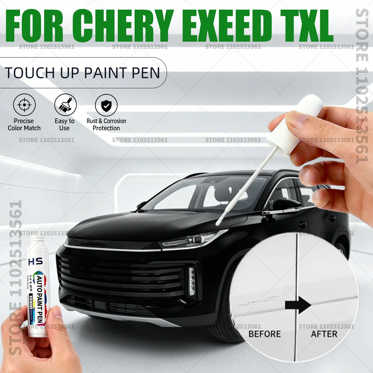 For Chery Exeed TXL Car Paint Repair Pen Restores Original Factory Paint Finish Bluesky Galaxysilver MeteoriteGray Moonwhite