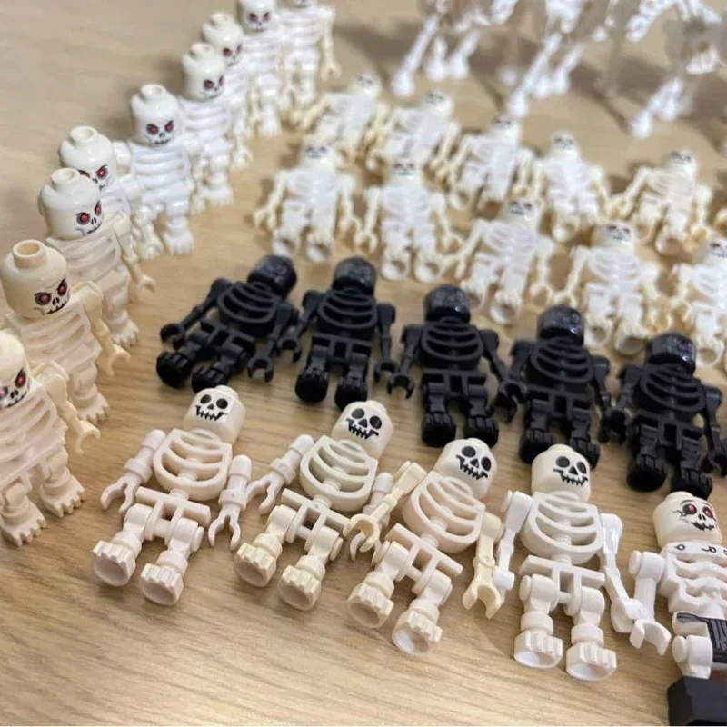 Esqueleto do exército blocos de construção halloween mini figura conjunto com osso ninja guerreiros para cenas de terror diy e exibições colecionáveis
