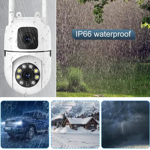 Imagen 2 del producto Cámara de seguridad Wifi HD de 8MP, inalámbrica, impermeable para exteriores, doble lente, pantalla Dual, seguimiento humano AI, Monitor de bebé con visión nocturna a Color