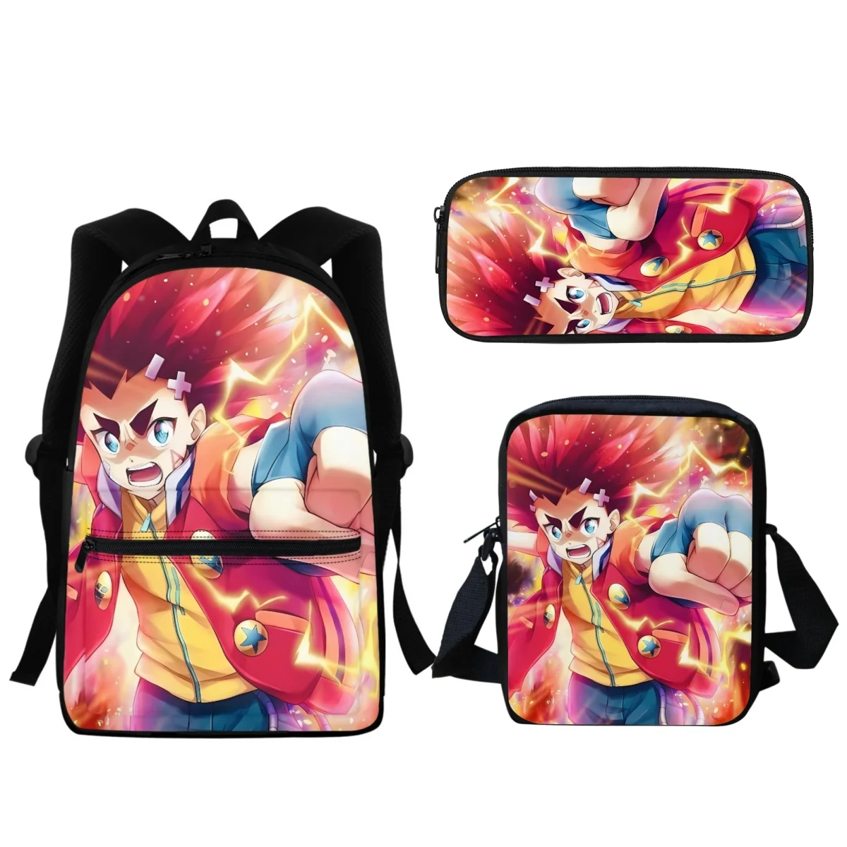 

3pcs/Set Beyblade Burst Print Schoolbags Fashion Boys Kindergarten Primary School Students Zipper Backpack Lunch Bag Pencil Bag