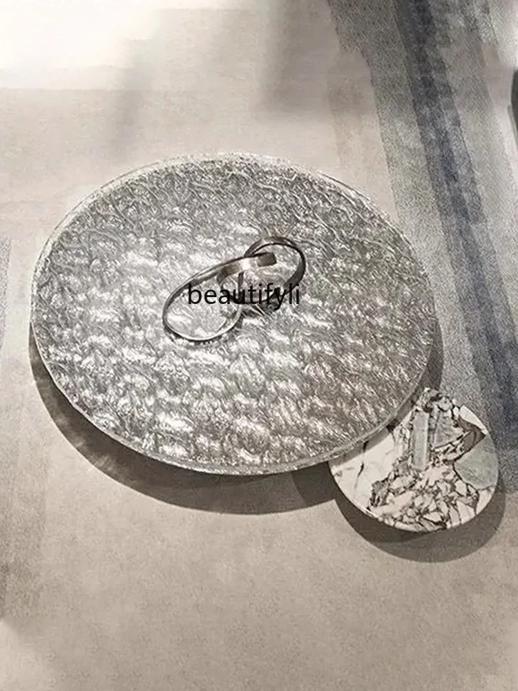 

zzDesigner Coffee Table Italian Water Ripple Living Room round Light Luxury Italian Acrylic Crystal Small Tea Table