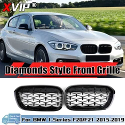 XVIP For BMW 1 Series F20 F21 116i 118i 2015-2019 Diamonds Style Grille Car Front Grill Kidney Grilles Gloss Black Racing Grille