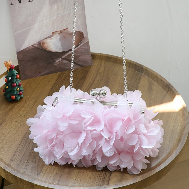 

Women Full Flower Dress Bag Floral Bride Party Evening Clutch Handbags Wedding Chain Crossbody Purses