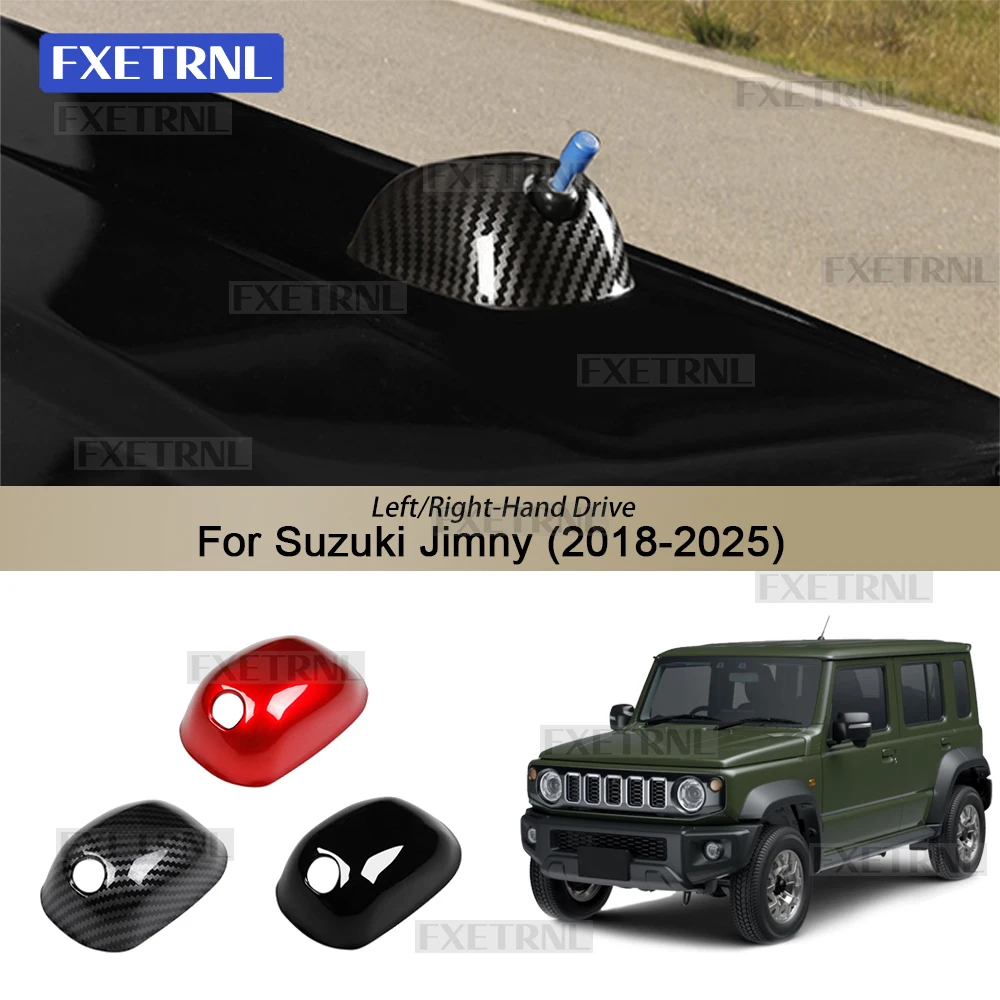 

For Suzuki Jimny 2018 2019 2020 2021 2022 2023 2024 2025 LHD RHD Car Roof Antenna Cover ABS Carbon Fiber Glossy Black Sticker