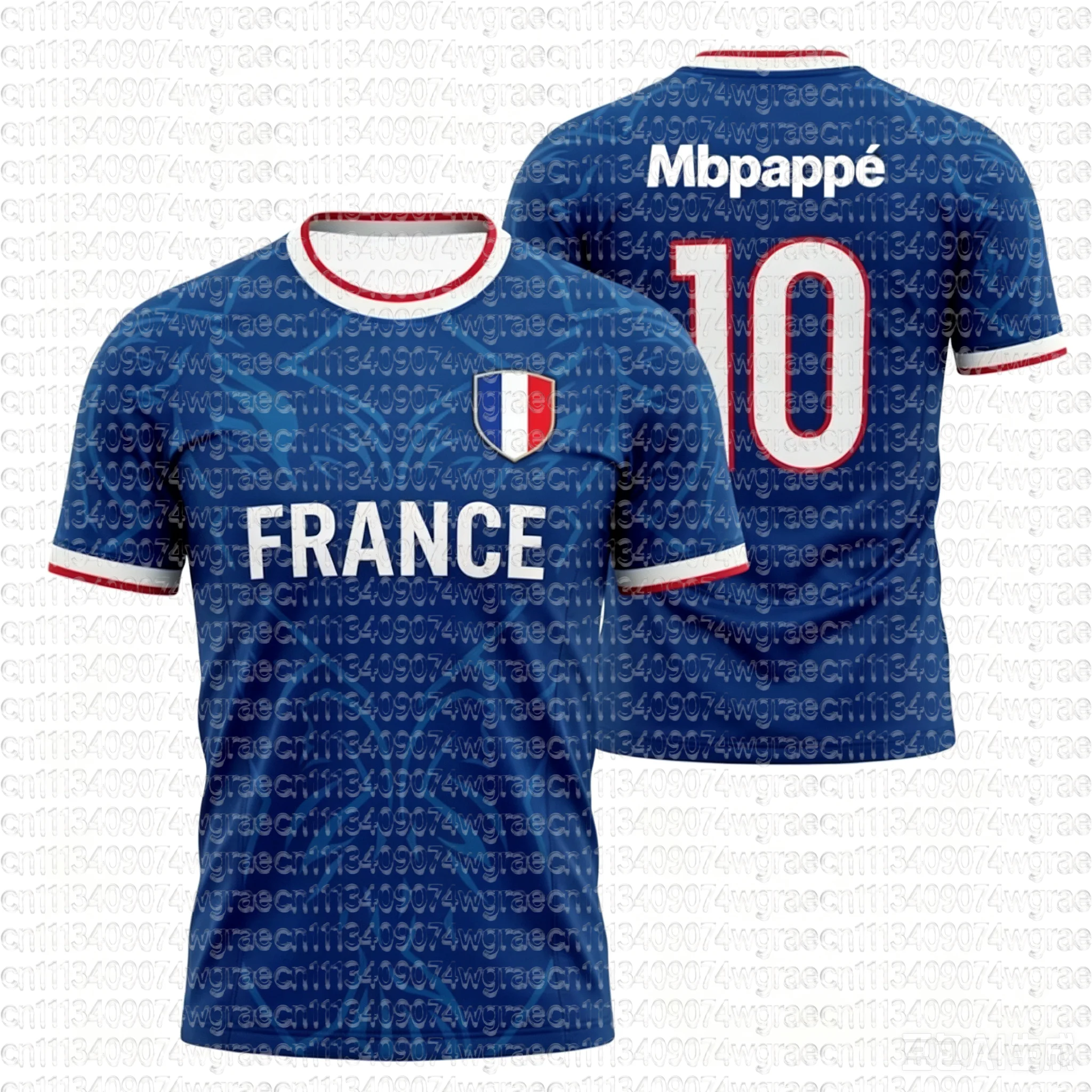 2026 Summer France Flag Print Soccer Jersey NO.10 Mbappé Men's Women's Quick Dry Sports Tees Soccer Fans Training T-shirt Tops