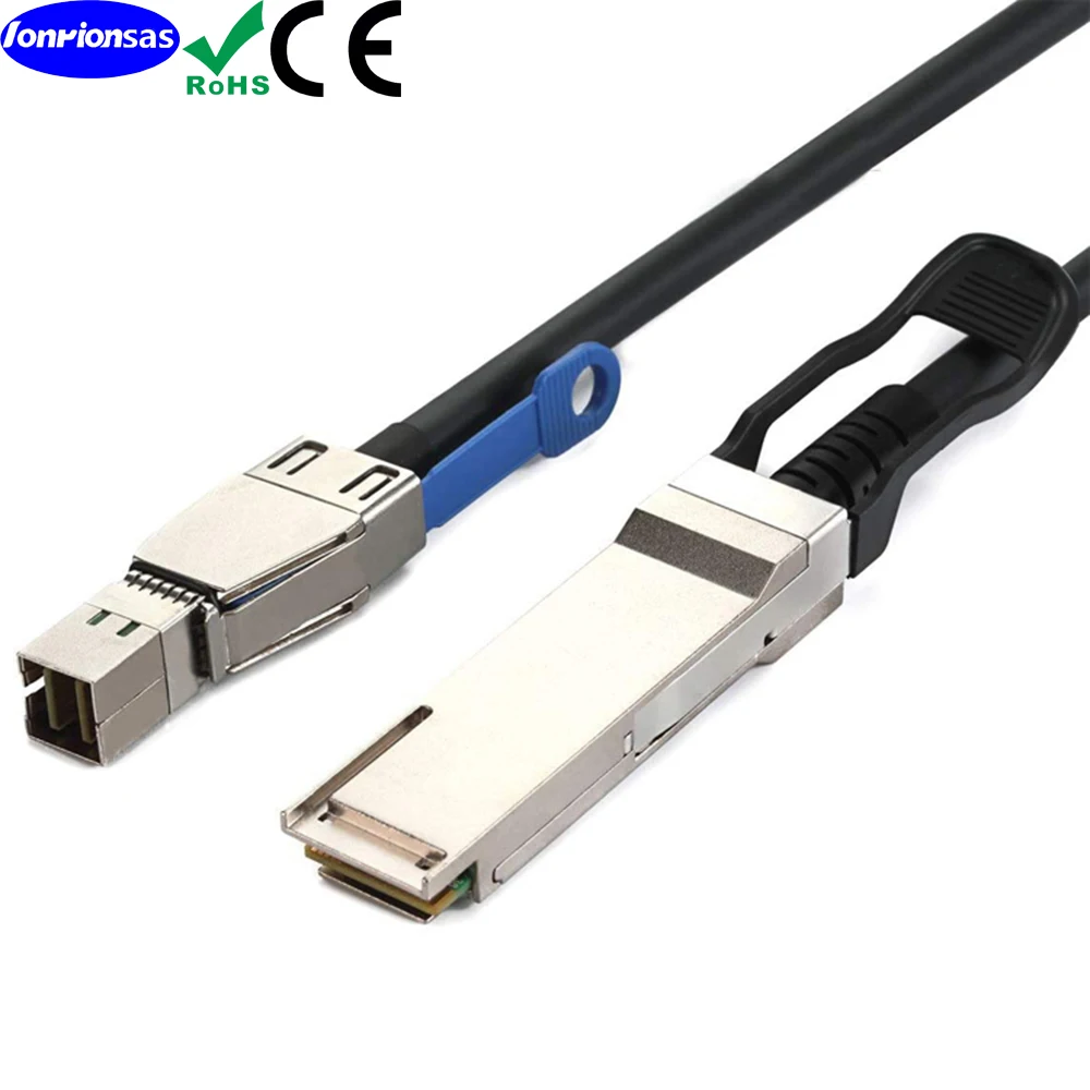 Imagem -02 - Lonrionsas-mini Sas Externo hd Sff8644 a Qsfp Sff9436 Cabo Híbrido Sas 30awg 100 Ohms