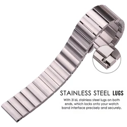 304l Stainless Steel Watchbands Bracelet 16mm 18mm 20mm 22mm Silver Black Solid Metal Watch Band For Galaxy Watch 4 Strap