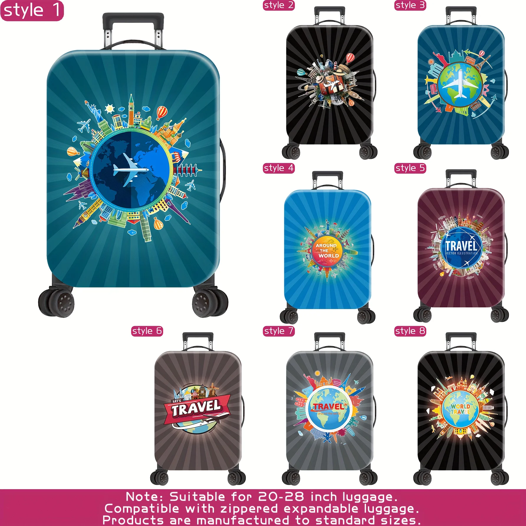 

[Luggage Cover for Travel] 1-Pack Luggage Protective Cover (Luggage Not Included) - Suitable for 18-32 Inch Suitcases. Crafted from Thickened Fabric, It Is Wear-Resistant And Tear-Proof - an Essential Accessory for Your Travels And Checked Luggage
