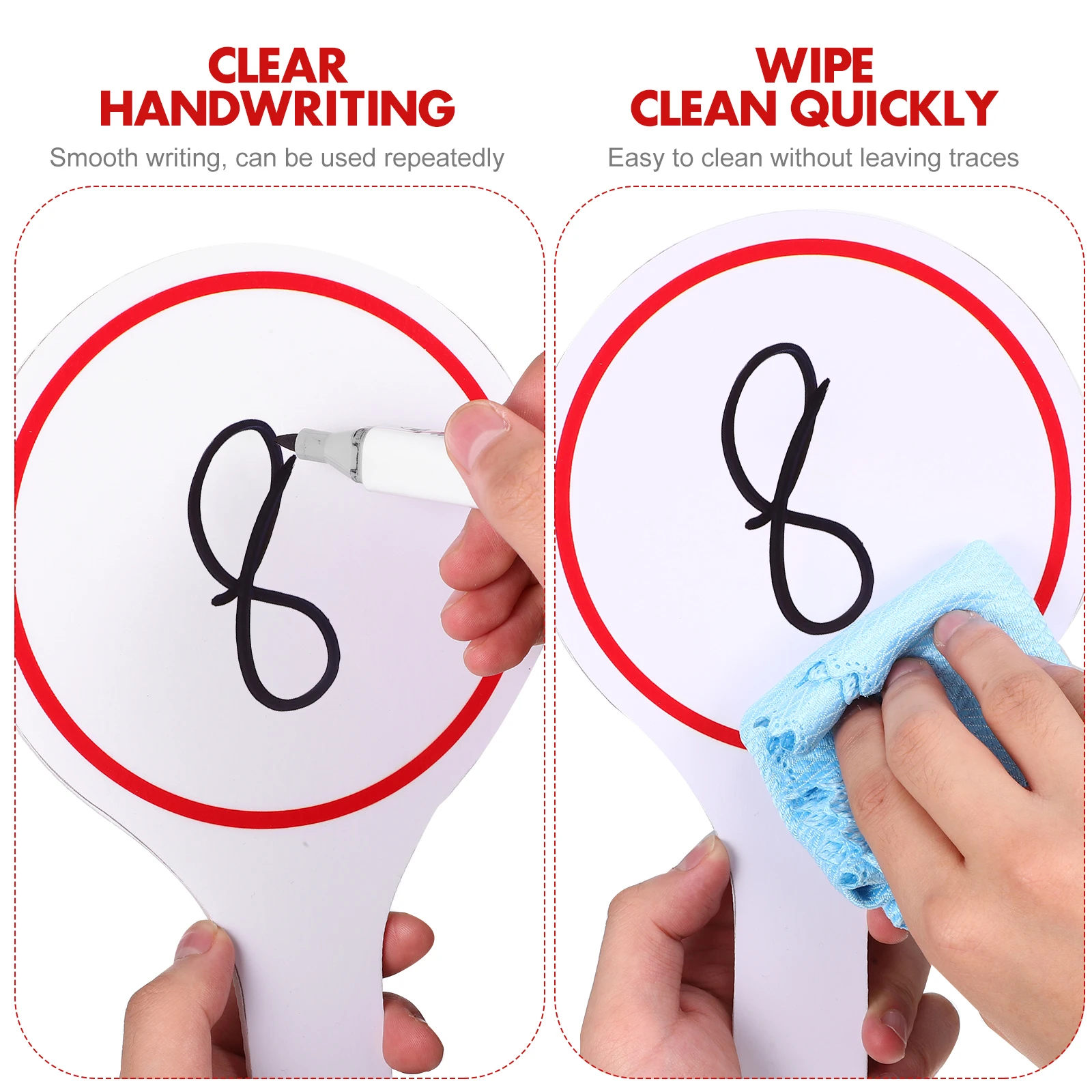 

8pcs Rewritable Scoreboard 15x25cm Red 20x35cm Blue Blank Handheld Whiteboard Dry Erase Paddle for Classroom Sports Voting