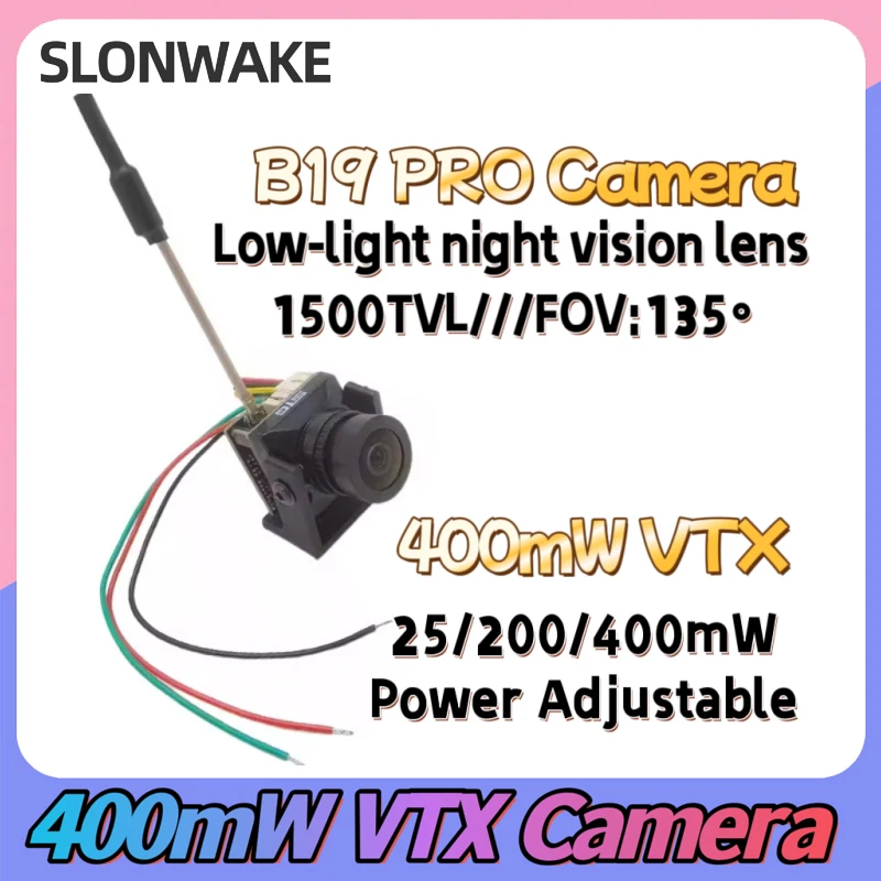 SLONWAKE 5.8G Module 48CH e7087U 400mW MINI transmetteur VTX machine tout-en-un 1500TVL 130 ° Caméra FOV pour drone de course RC FPV.