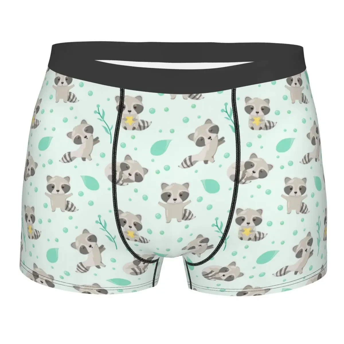 Men Boxer Shorts Panties Raccoon Funny Soft Underwear Cartoon Cute Animal Homme  Underpants Print Polyester