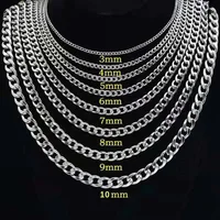 925 sterling silver plated Flat Cuban Chain Necklace For Men Male Neck Jewelry Accessories 4MM/6MM/8MM/10MM Width