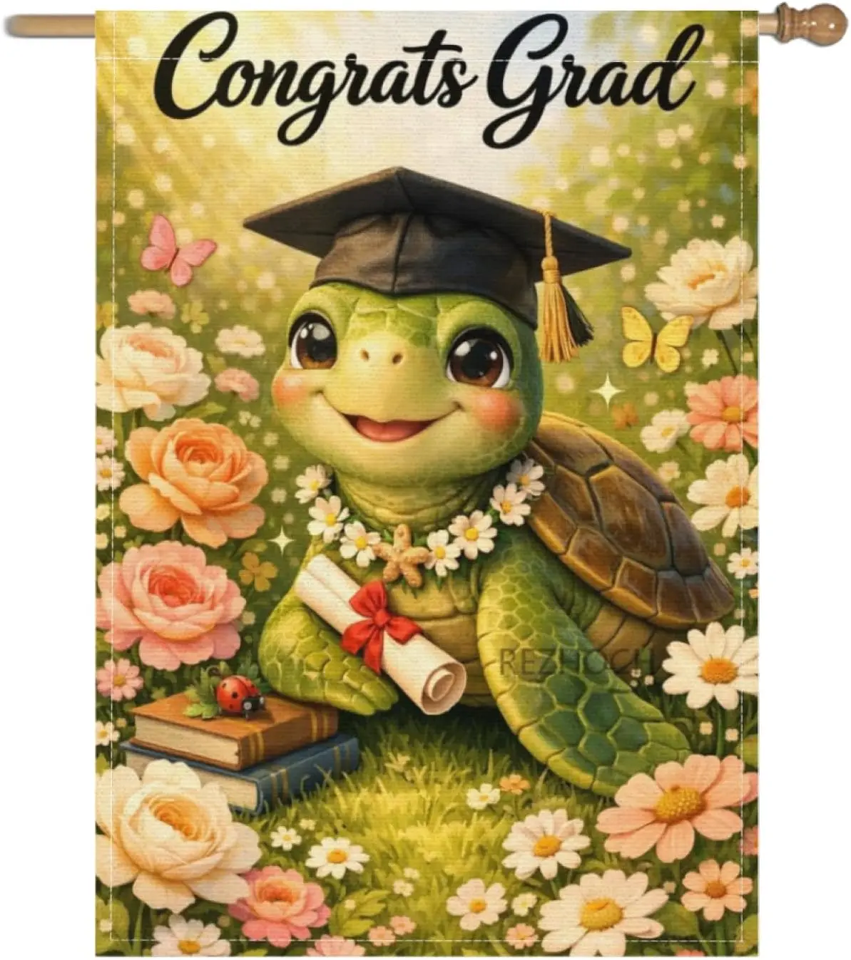 Garden Flag 28x40 Inch Double Sided,Graduation Funny Sea Turtle Congrats Grad Flags,Cute Animal Yard Decor,Spring Summer Flo yyi