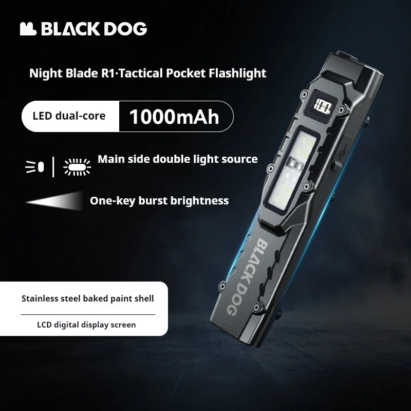 

Naturehike BLACKDOG R1 Карманный фонарик Тактический светодиодный двухъядерный 810LM Открытый походный фонарик IPX4 Водонепроницаемый 15 часов Срок службы батареи