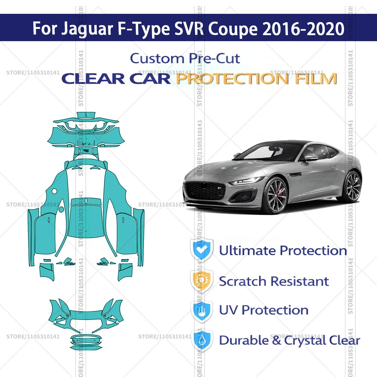 Pre-Cut Paint Protection Film PPF Transparent Car Film Professional Automotive PPF For Jaguar F-Type SVR Coupe 2016-2020