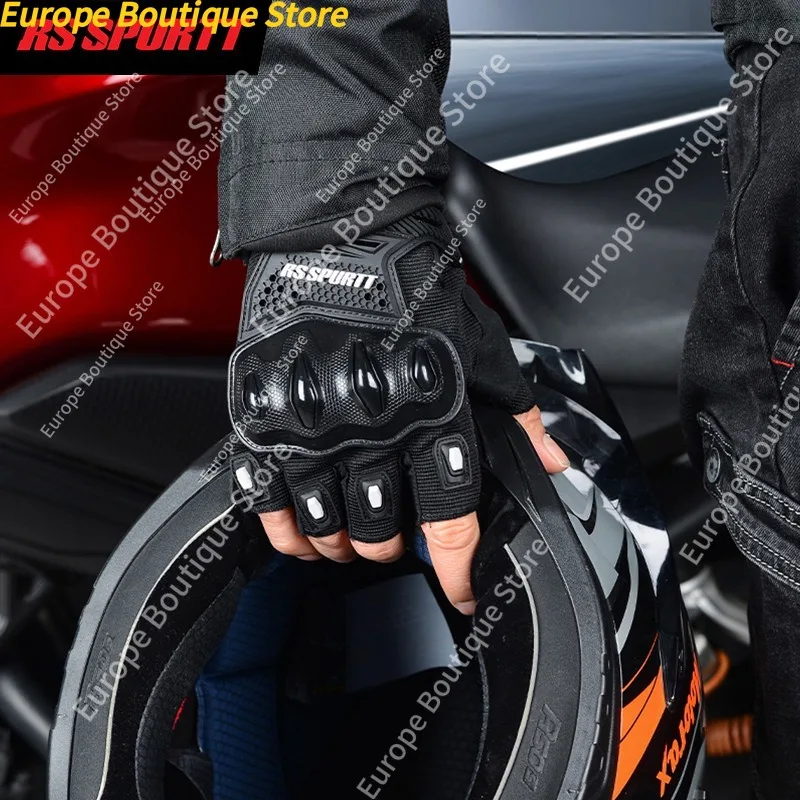 Motorbike Bicycle Riding Half Finger Motorcycle Gloves Summer Breathable Shockproof Anti Slip For Men Women Protective view 4