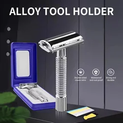 Unisex Double Edge Safety Razor Set Professional Barber Styling Accessories with Delicate Box Holder Blade Included