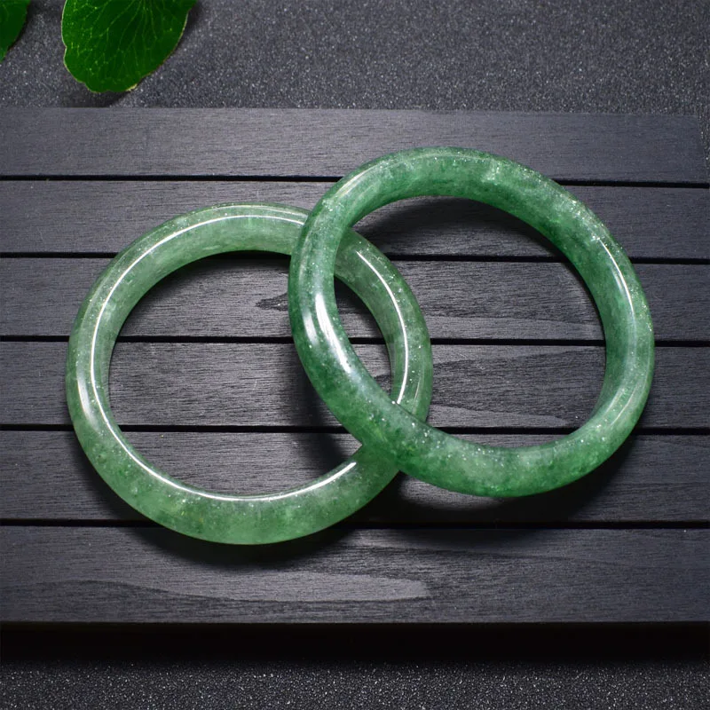 

Green Strawberry Quartz Crystal Bangle Women Healing Jewelry Genuine Natural Gem Stone Strawberry Crystals Bangles Bracelets