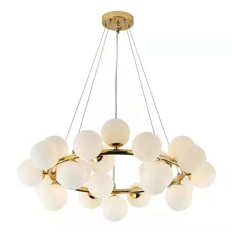 

Nordic modern simple magic bean glass molecular chandelier, Nordic style soft glass bubble meal chandelier