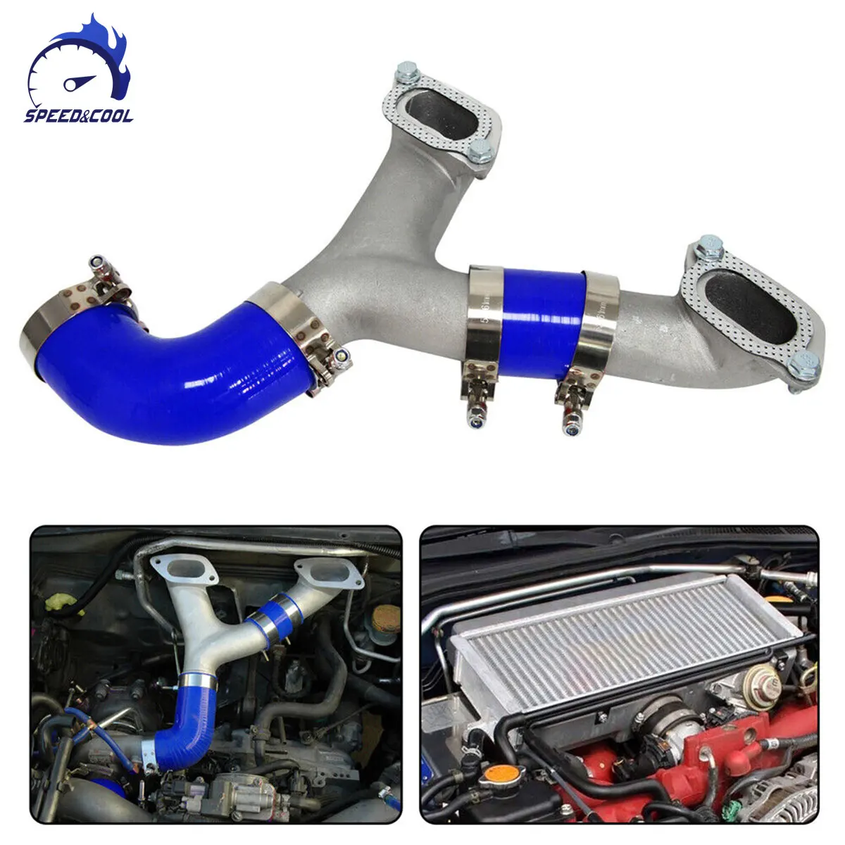 SPEED&COOL For 2002-2017 Subaru WRX STI Forester XT Top Mount Silicone Intercooler Y-pipe Hose