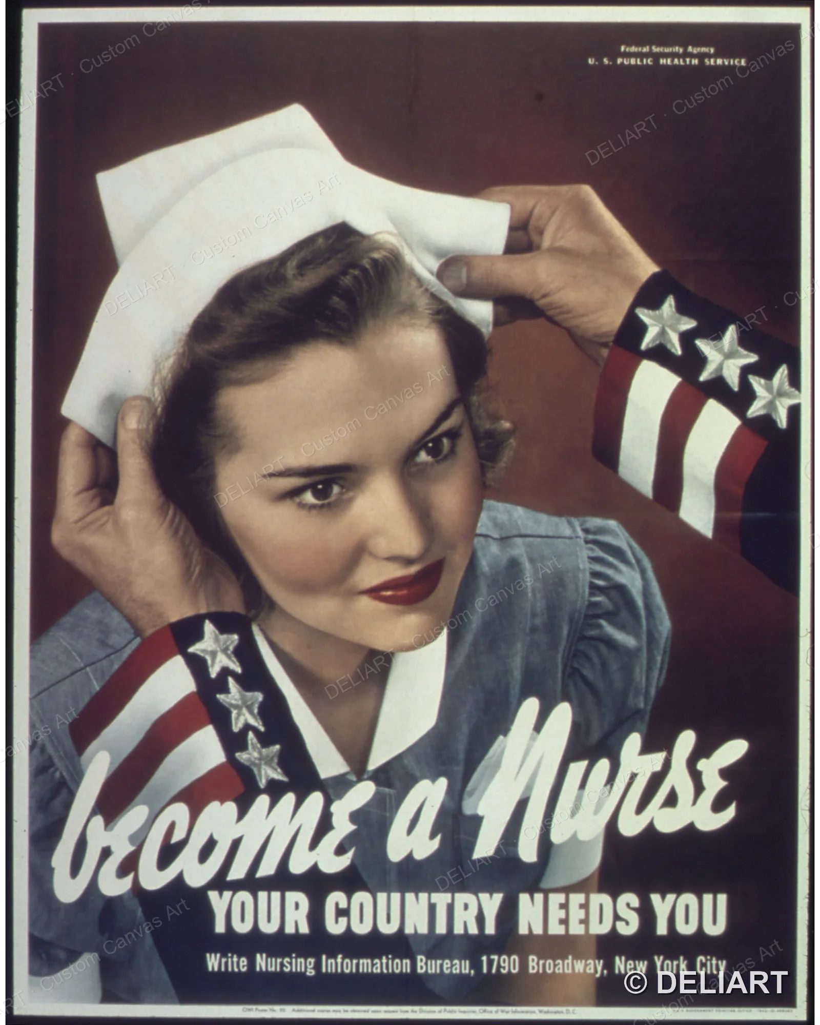 Become a nurse - Your country needs you Vintage WWII Propaganda Canvas Wall Art Poster Print Retro Home Decor Unframed