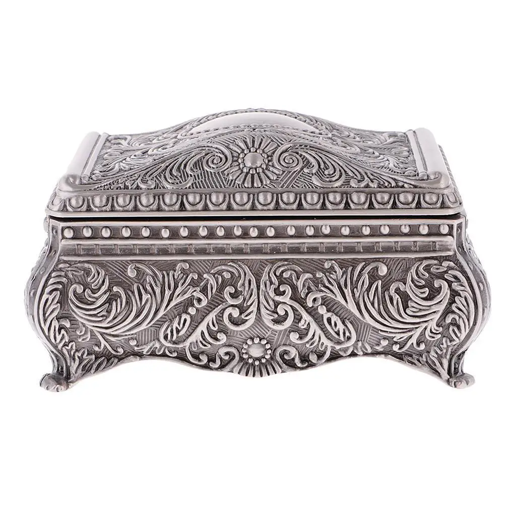 

Rectangle Jewelry Box Flower Sculpture Retro Storage Container Room Decor