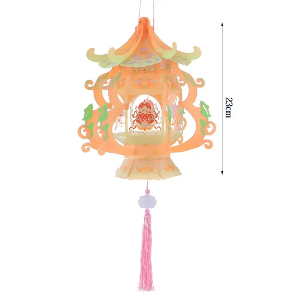 فانوس مهرجان منتصف الخريف على الطراز الصيني التقليدي مادة PVC تصميم مضيء فانوس مصنوع يدويًا كرتوني محمول باليد