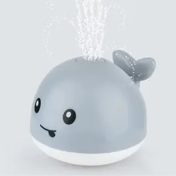 Bathing and Water Playing Toys Bathroom Toys Induction Luminescence Waterjet Whale Waterproof Design Cool Sensory Training